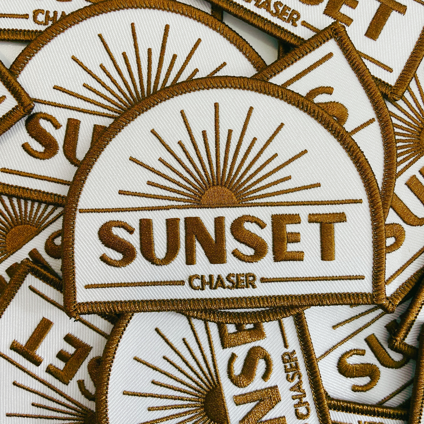 3.5" SUNSET Chaser -  Embroidered Hat Patch: QTY 1