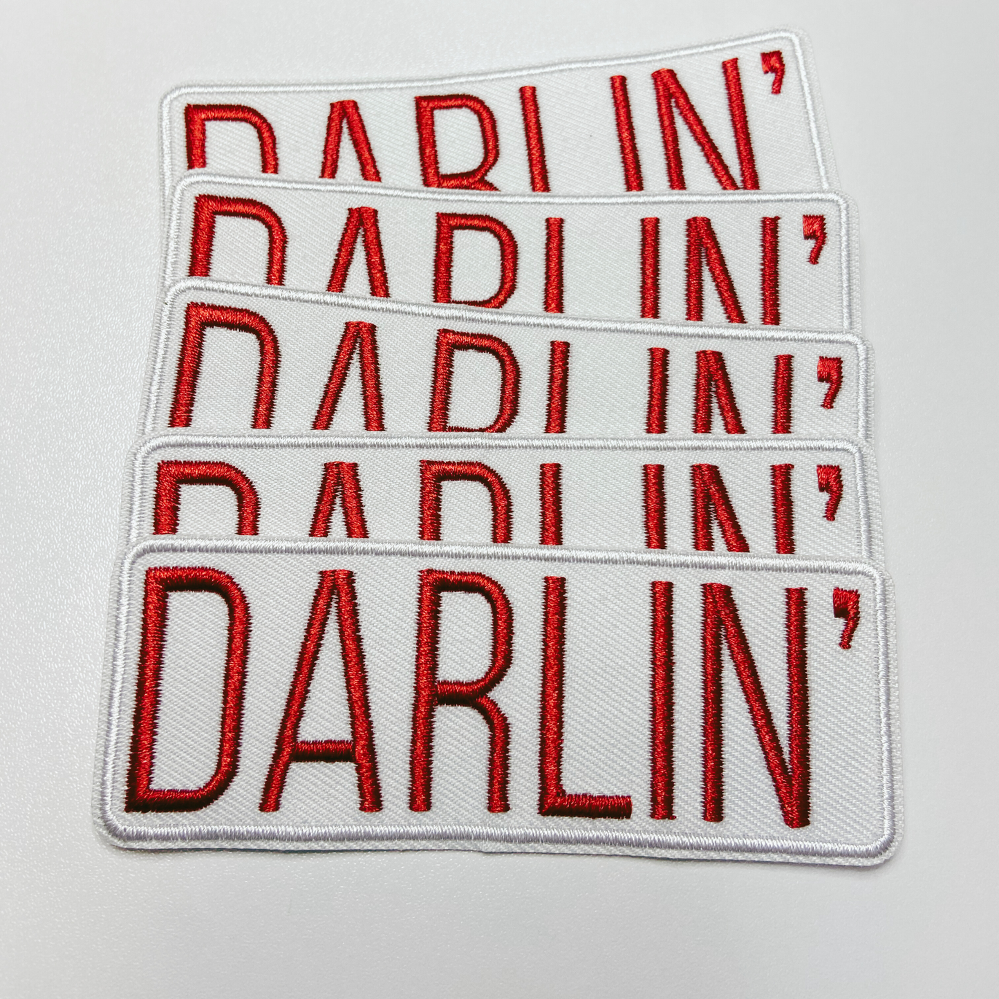 4" Darlin' in Red  -  Embroidered Hat Patch: QTY 1