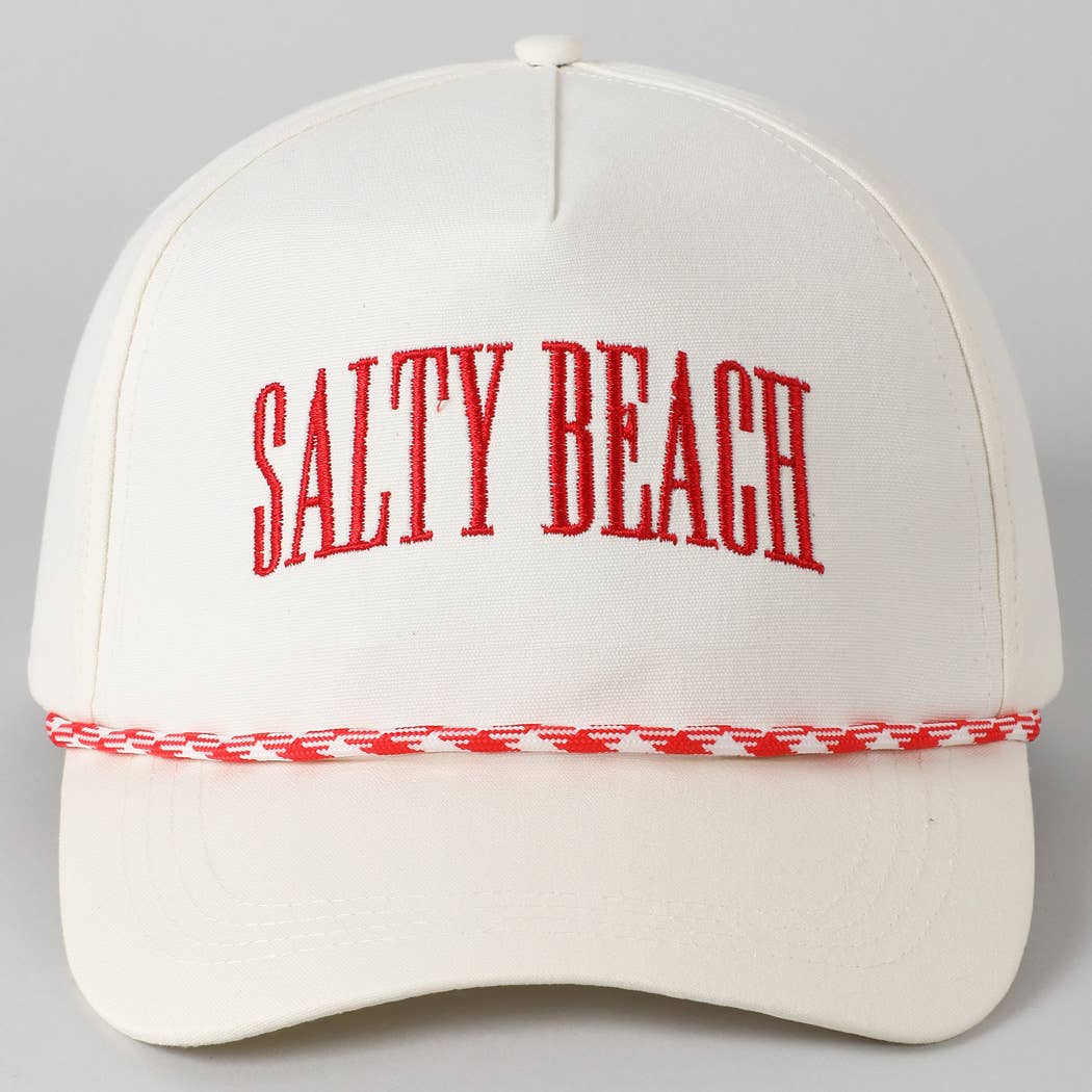 SALTY BEACH Lettering Embroidered Trucker Hat: LT BLUE / ONE SIZE