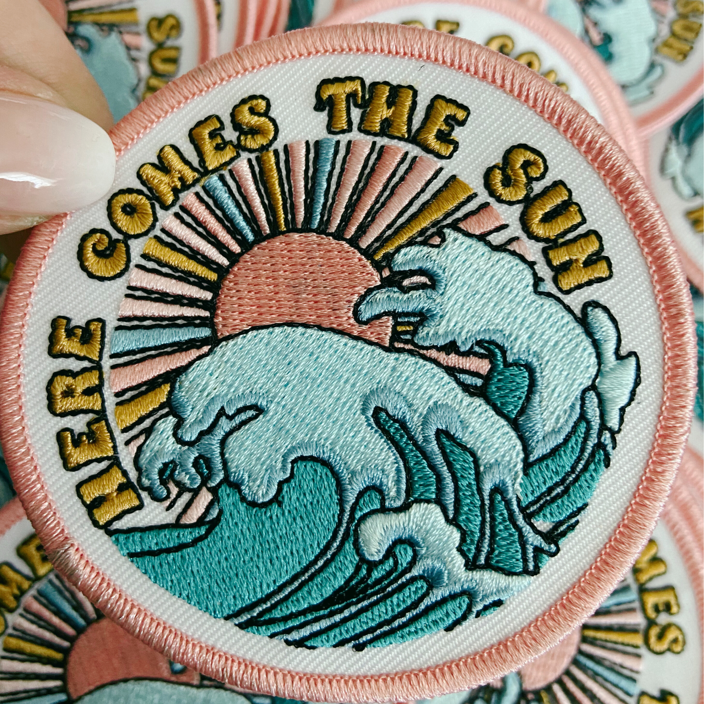 3" Here Comes The Sun -  Embroidered Hat Patch: QTY 1