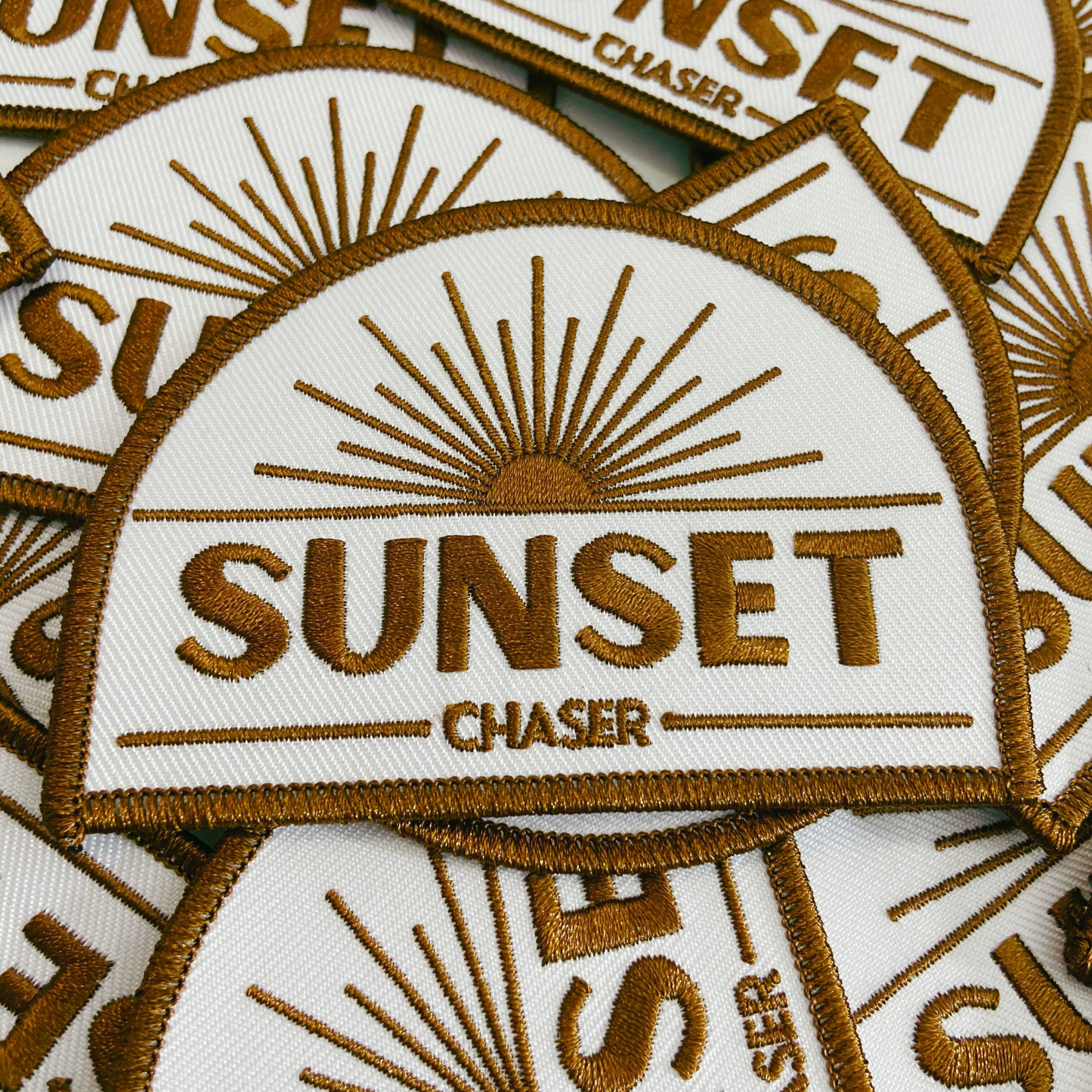 3.5" SUNSET Chaser -  Embroidered Hat Patch: QTY 1